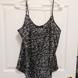 Calvin Klein Black & White Printed Spaghetti Strap Tank Top